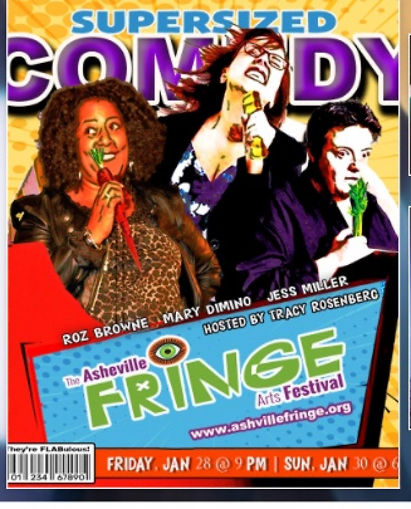 Supersized Women of Comedy show flyer for the Asheville Fringe Arts Festival