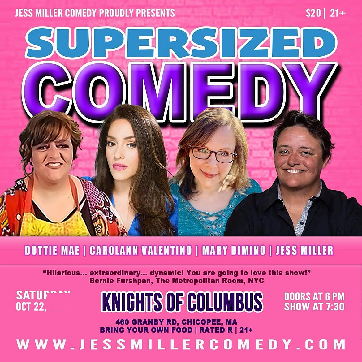 Supersized Comedy October 22 show flyer for the Knights of Columbus