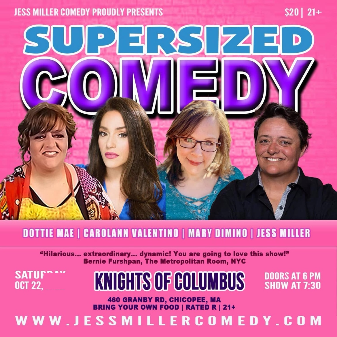 Supersized Comedy October 22 show flyer for the Knights of Columbus