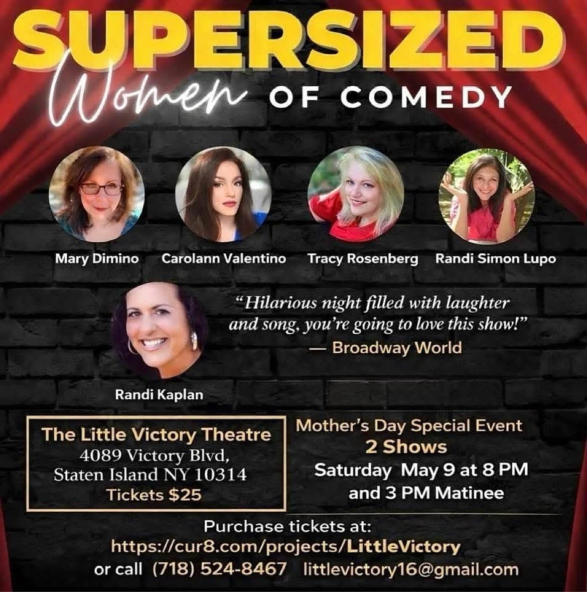 Supersized Women of Comedy Mother's Day show flyer for Little Victory Theatre