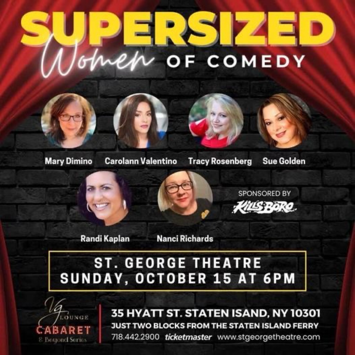 Supersized Women of Comedy October 15 show flyer for St. George Theatre